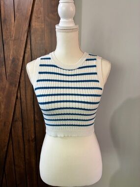 Creamon Women’s Cropped Sleeveless Ribbed Knit Top M EUC July 4th Memorial Day
